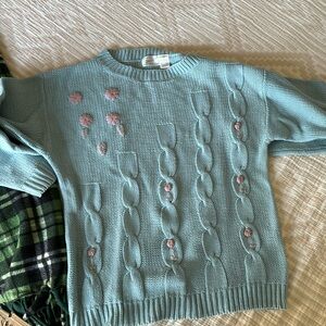Vintage Blue Floral Sweater